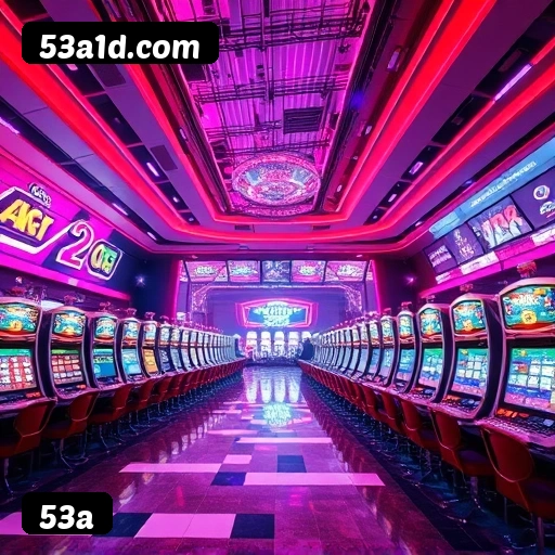 Plataforma 53a mostrando interface moderna, jogos certificados e recursos de segurança licenciados